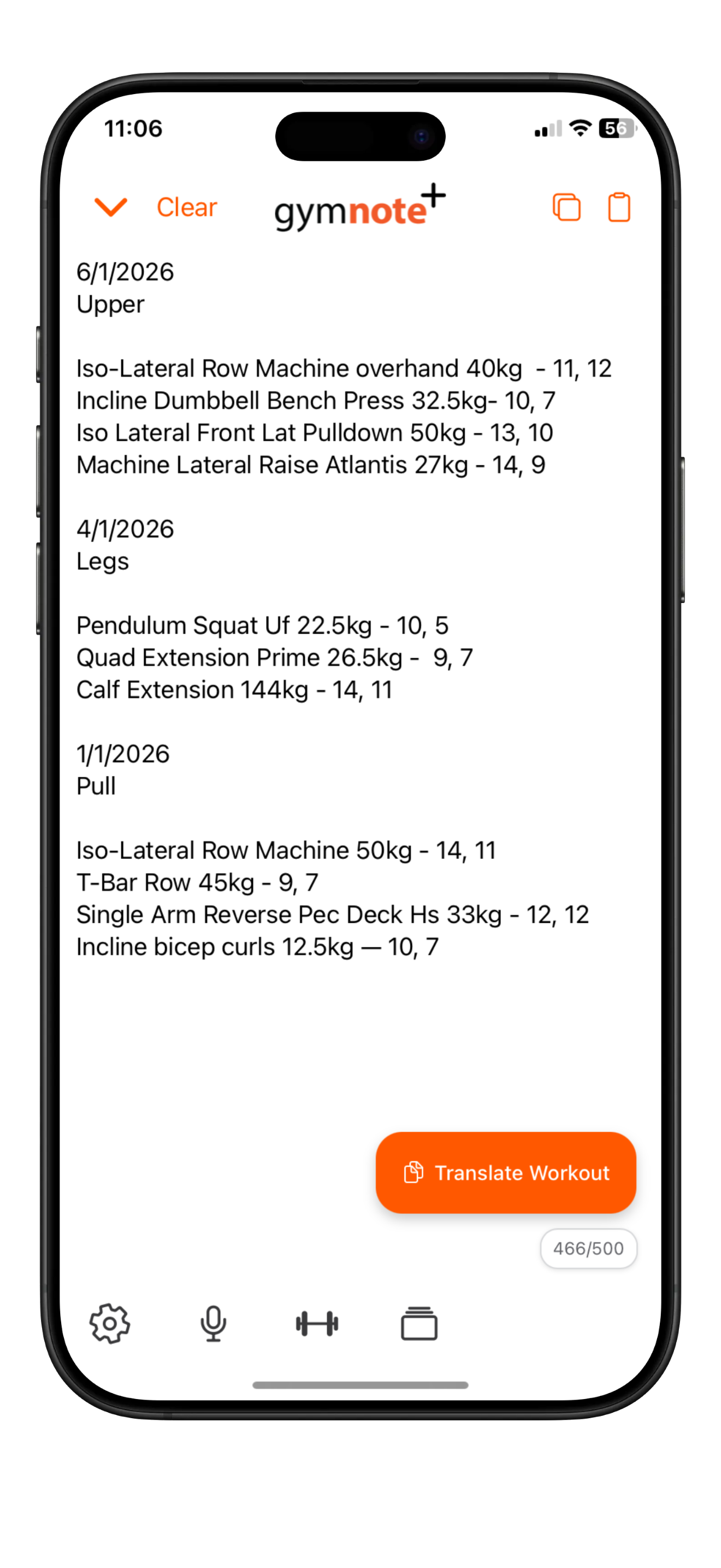 App preview - main interface