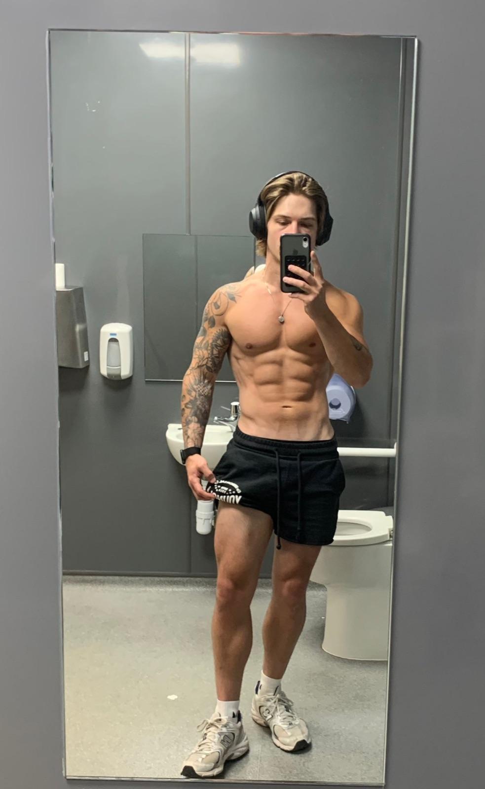 Josh in the gym between sets
