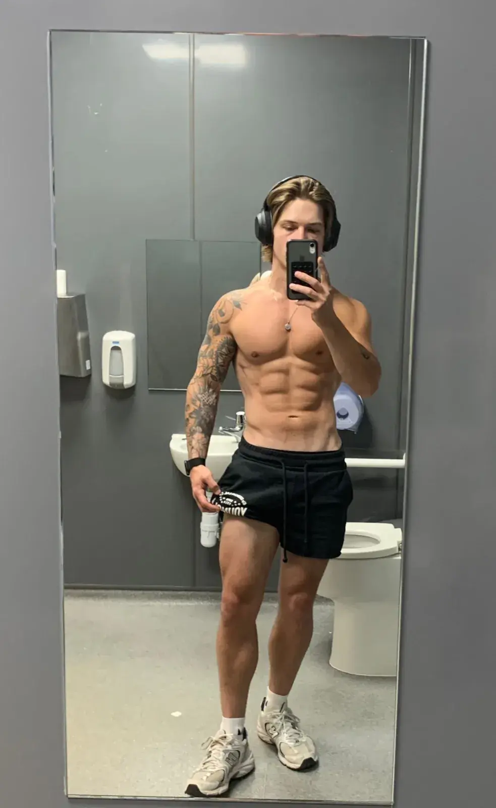 Josh in the gym between sets