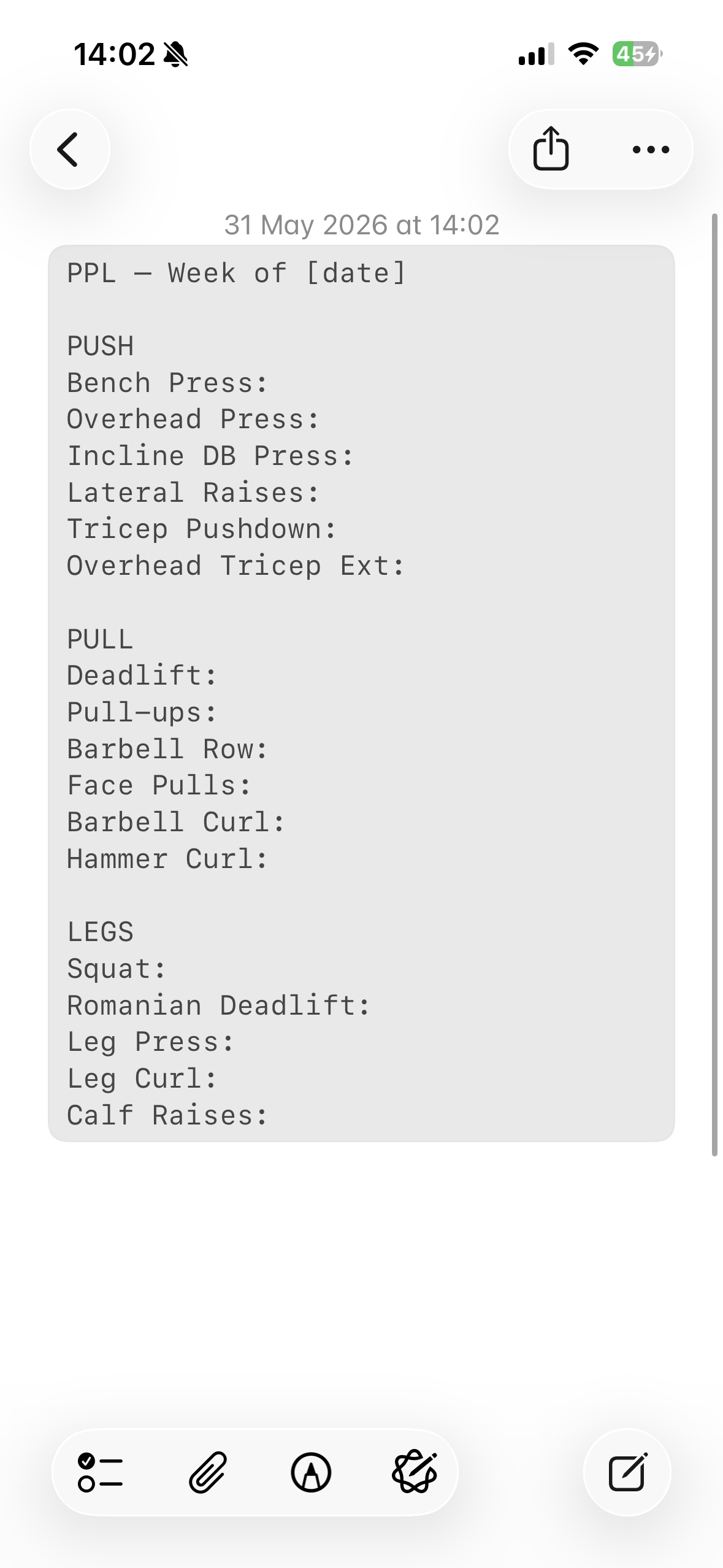 The Best Apple Notes Workout Template (Free Copy-Paste Splits)